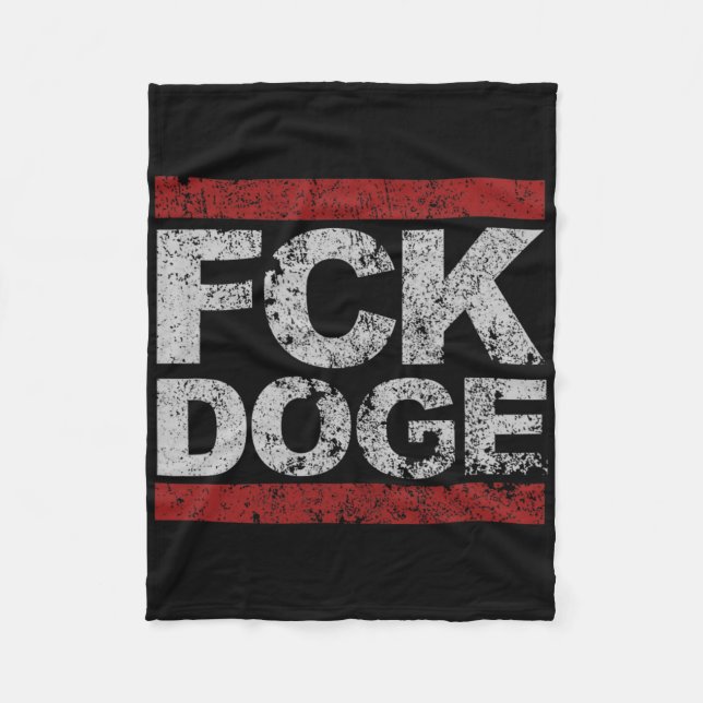 Fck Doge Distressed  Fleece Blanket (Front)