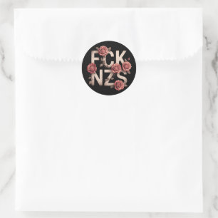 FCK NZS Flowery Against Right No Nazis Lgbtq+  Classic Round Sticker