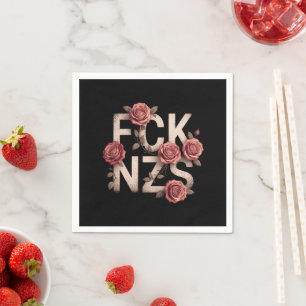 FCK NZS Flowery Against Right No Nazis Lgbtq+ Napkin