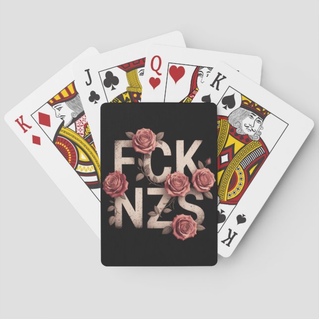 FCK NZS Flowery Against Right No Nazis Lgbtq+  Playing Cards (Back)