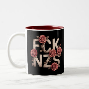 FCK NZS Flowery Against Right No Nazis Lgbtq+ Two-Tone Coffee Mug