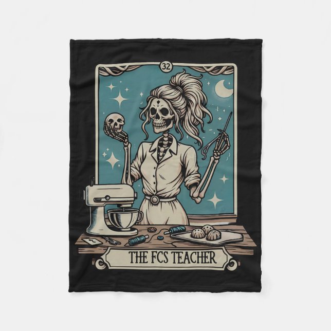 Fcs Teacher Skeleton Halloween Family And Consumer Fleece Blanket (Front)