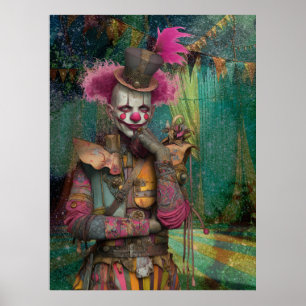 FD2 11 Circus Clown Art Vintage Retro Carnival art Poster