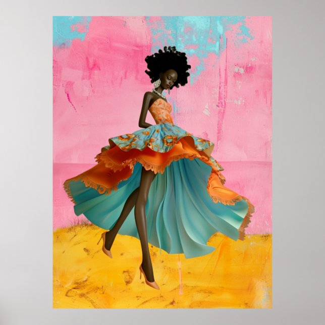 *~* FD2 39 Tropical GODDESS Black Woman Vibrant  Poster (Front)