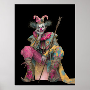 FD2 6 Circus Clown Art Vintage Retro Carnival art  Poster