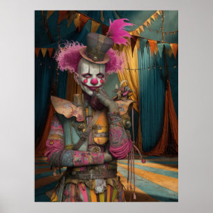 FD2 Circus Clown Art 11 Vintage Retro Carnival art Poster