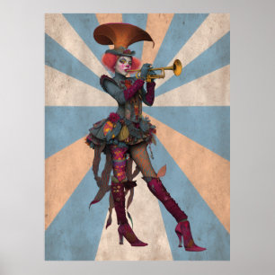 FD2 Circus Clown Art 16 Vintage Retro Carnival art Poster