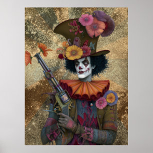  FD2 Circus Clown Art 21  Vintage Retro Carnival  Poster