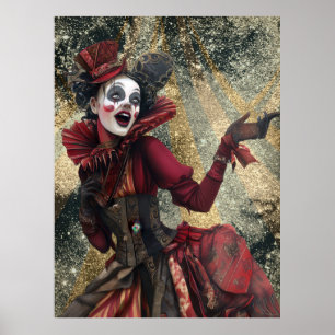 FD2 Circus Clown Art  23  Vintage Retro Carnival Poster