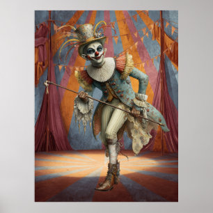 FD2 Circus Clown Art 3 Vintage Retro Carnival art Poster
