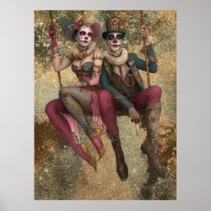 FD2 Circus Clown Art   Vintage Retro Carnival 30 Poster