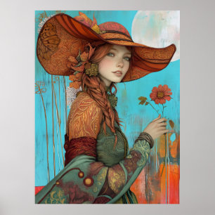 *~* FD2  Fall  Girl Autumn Retro Flower Hat  21 Poster
