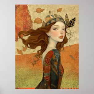 *~* FD2 Fall Whimsical Girl Autumn Retro 10 Poster