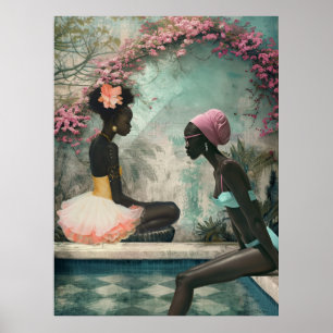*~* FD2 Floral 2 Black Goddesses by Pool  12  Poster