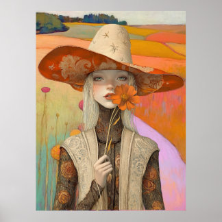 *~* FD2 Retro Floral  Fall Girl Autumn Hat 26 Poster