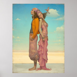 *~*  FD2 Retro Love Romantic Boho Couple  22 Poster