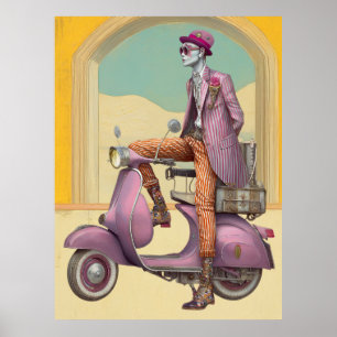 FD2  Suitcase Boho Traveling MAN SCOOTER 23  Poster