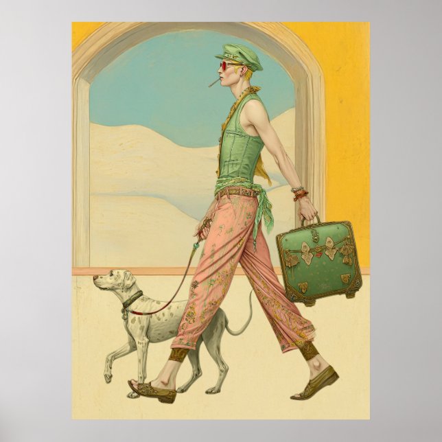 FD2  Suitcase  Colourful Boho MAN Dog 33 Poster (Front)