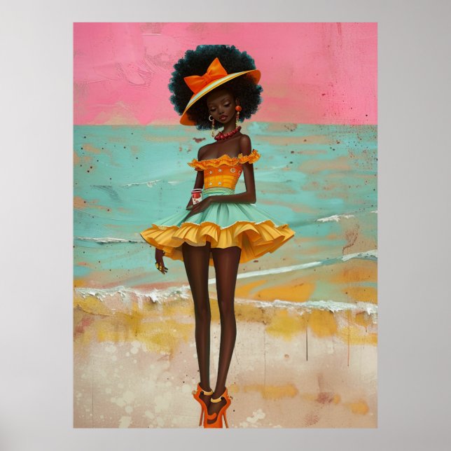 *~* FD2 Vibrant Tropical GODDESS Black Woman 33 Poster (Front)