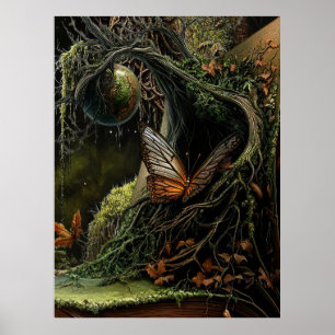 *~* FD3 32  Celestial Earth Mystical Butterfly Poster