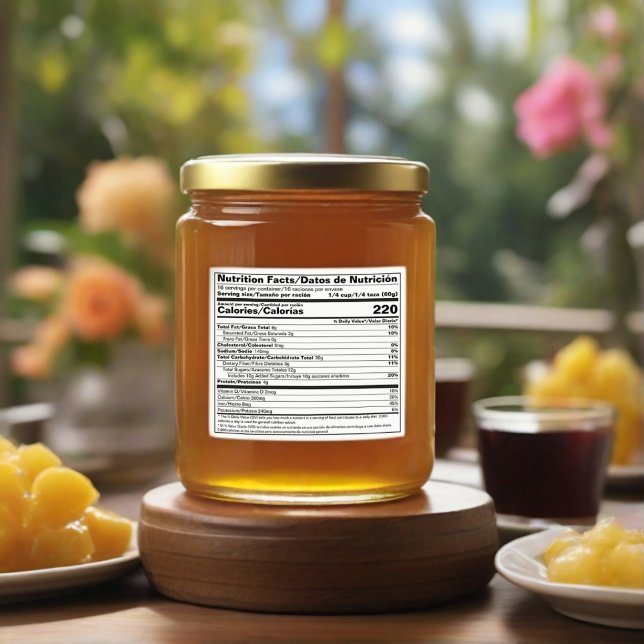 FDA Compliant Bilingual Nutrition Facts Food Label (English-Espanol Nutrition Facts Label)