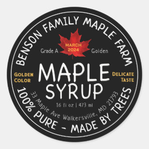 FDA Compliant Maple Syrup - MADE BY TREES Red Leaf Classic Round Sticker