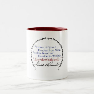 FDR Four Freedoms Tribute Two-Tone Coffee Mug