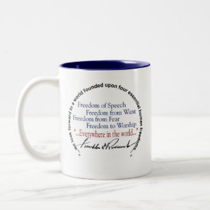 FDR Franklin D Roosevelt Four Freedoms Two-Tone Coffee Mug