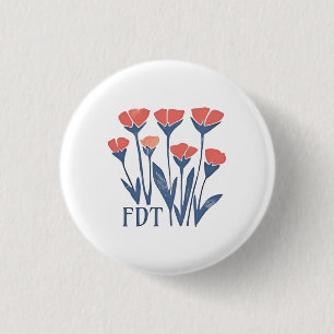 FDT Floral Wreath Subtle Feminine Boho Anti-Trump 3 Cm Round Badge