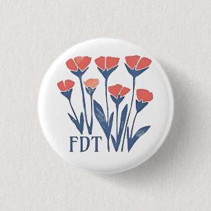 FDT Floral Wreath Subtle Feminine Boho Anti-Trump 3 Cm Round Badge