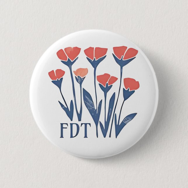 FDT Floral Wreath Subtle Feminine Boho Anti-Trump 6 Cm Round Badge (Front)
