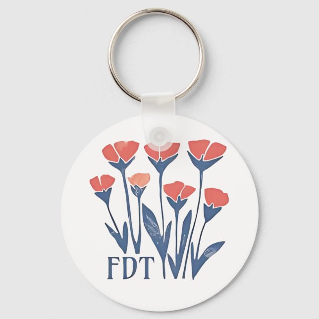 FDT Floral Wreath Subtle Feminine Boho Anti-Trump Key Ring (Front)