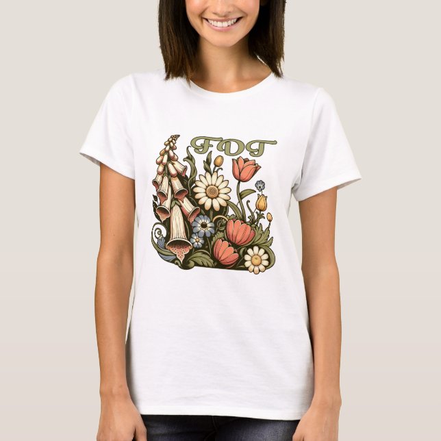 FDT Foxglove Daisy Tulip Subtle Anti Trump Flowers T-Shirt (Front)
