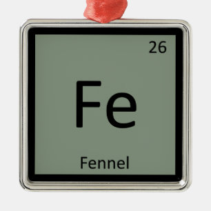 Fe - Fennel Chemistry Periodic Table Symbol Metal Tree Decoration