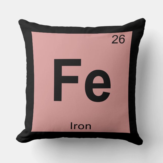 Fe - Iron Chemistry Periodic Table Symbol Element Cushion (Front)