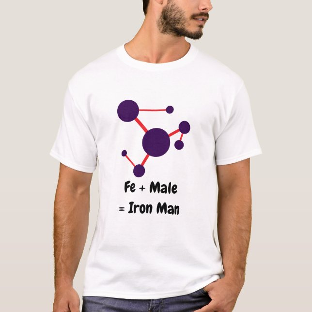 Fe + Male Equals Iron Man Purple T-Shirt (Front)