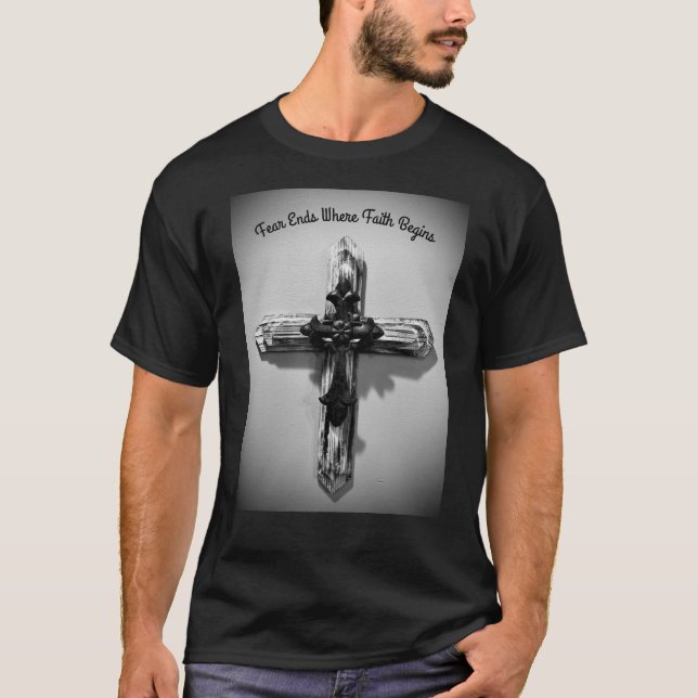 Fear Ends where Faith Begins t-shirt mens Black (Front)