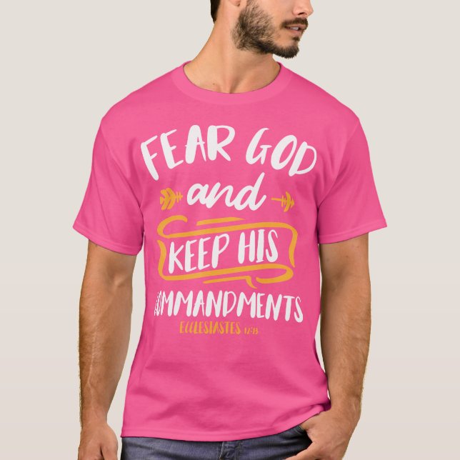 Fear God And Keep His Commandment Bible Verse Jesu T-Shirt (Front)