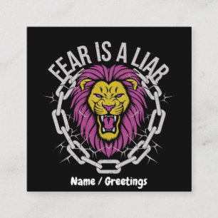 Fear is a Liar Inspirational Christian Quote Square Business Card