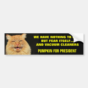 Fear Itself and Vacuums - Pumpkin for President Bumper Sticker