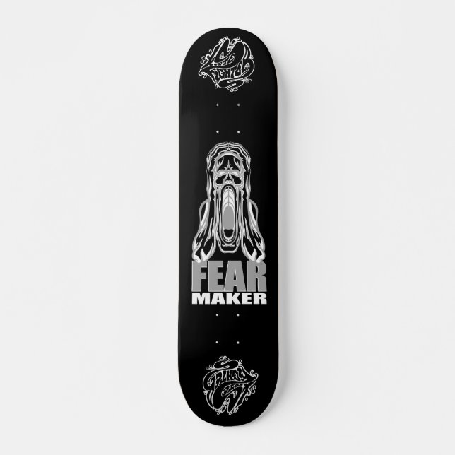 "FEAR MAKER – Horror Scream Skull Skateboard Deck" (Front)