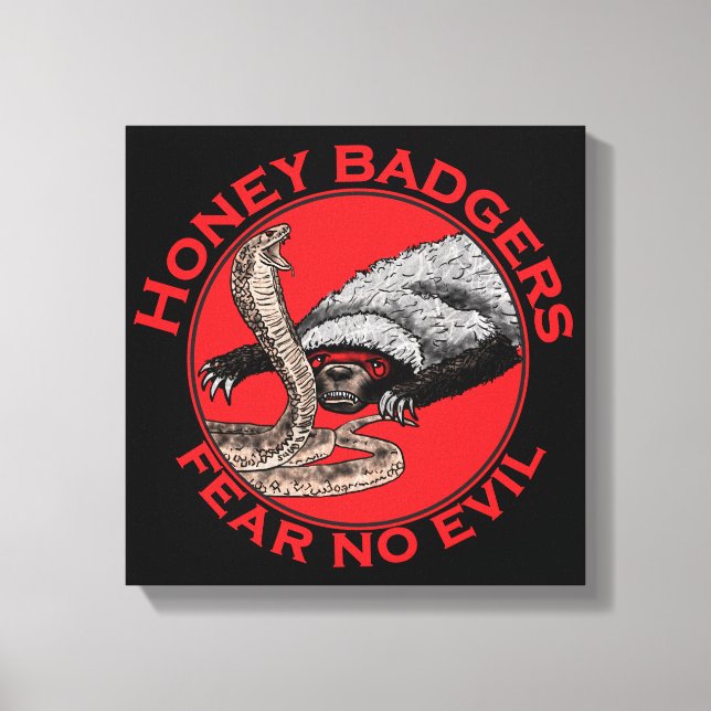 Fear no Evil Badass Honey Badger Red Animal Art Canvas Print (Front)