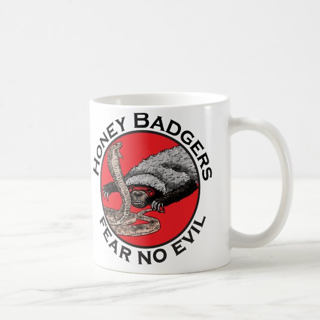 Fear no Evil Badass Honey Badger Red Animal Art Coffee Mug (Right)