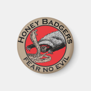 Fear no Evil Badass Honey Badger Red Animal Art Magnet