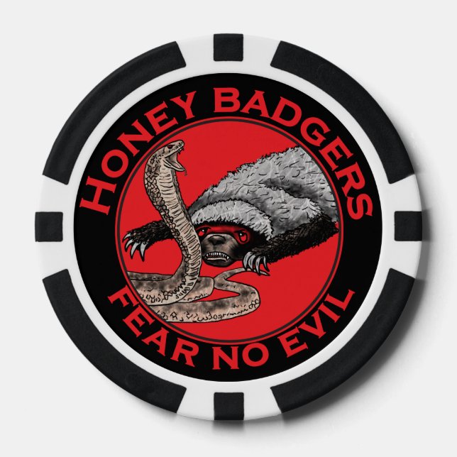 Fear no Evil Badass Honey Badger Red Animal Art Poker Chips (Front)