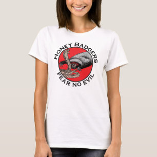 Fear no Evil Badass Honey Badger Red Animal Art T-Shirt