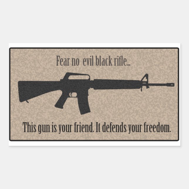 Fear No Evil Black Rifle Rectangular Sticker (Front)