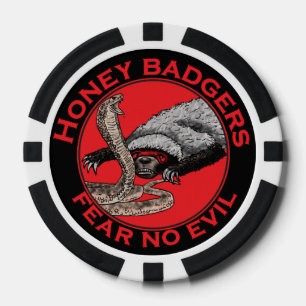 Fear No Evil Honey Badger Funny Animal Red Design Poker Chips