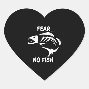 Fear No Fish Bone Skeleton Heart Sticker