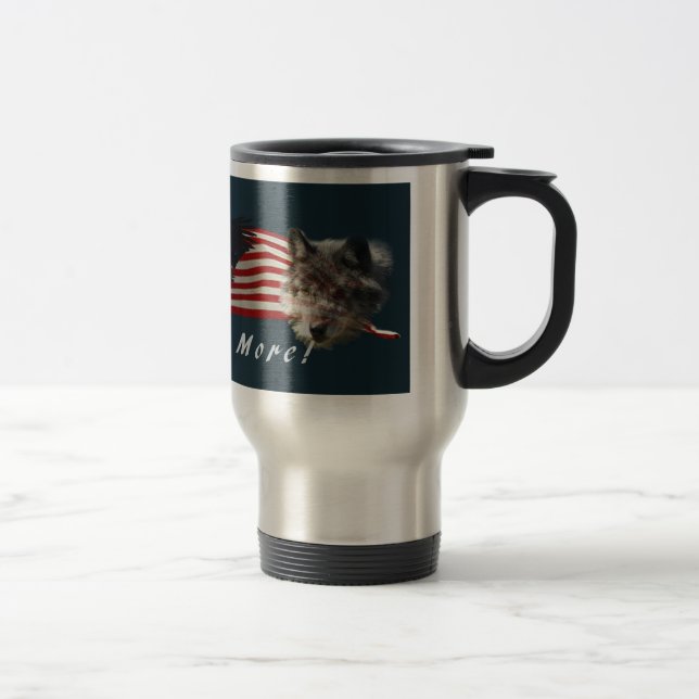 "Fear No More" Eagle, Wolf, Bear & US Flag Mug (Right)